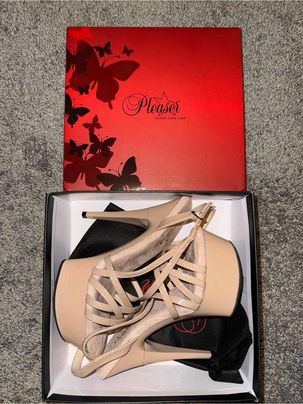 Pleaser Nude Strappy Platform Stiletto Heels